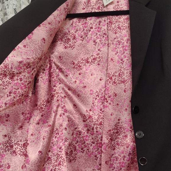 Vertigo Paris Black Blazer pink floral lining Size Medium made in France - Picture 6 of 10